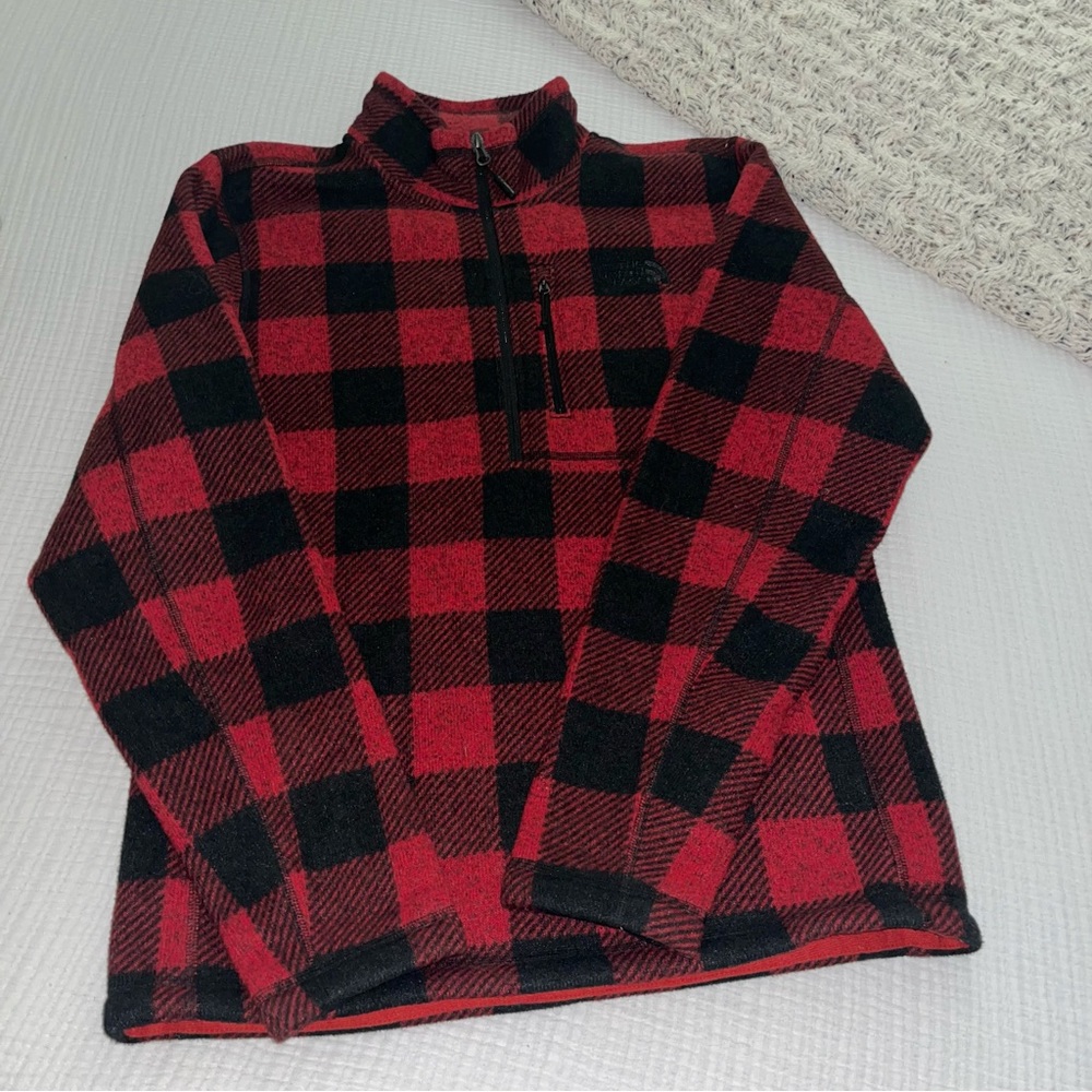 The North Face Fleece 1/4 Zip Pullover Red Buffalo Plaid Men’s
